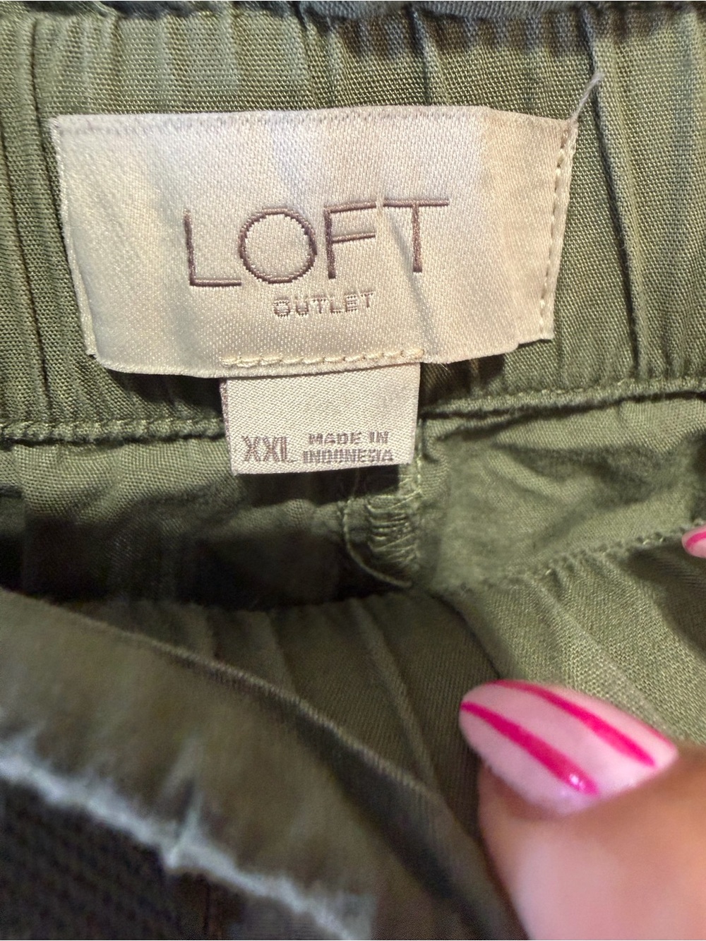 LOFT Olive Green Elastic-Waist Shorts